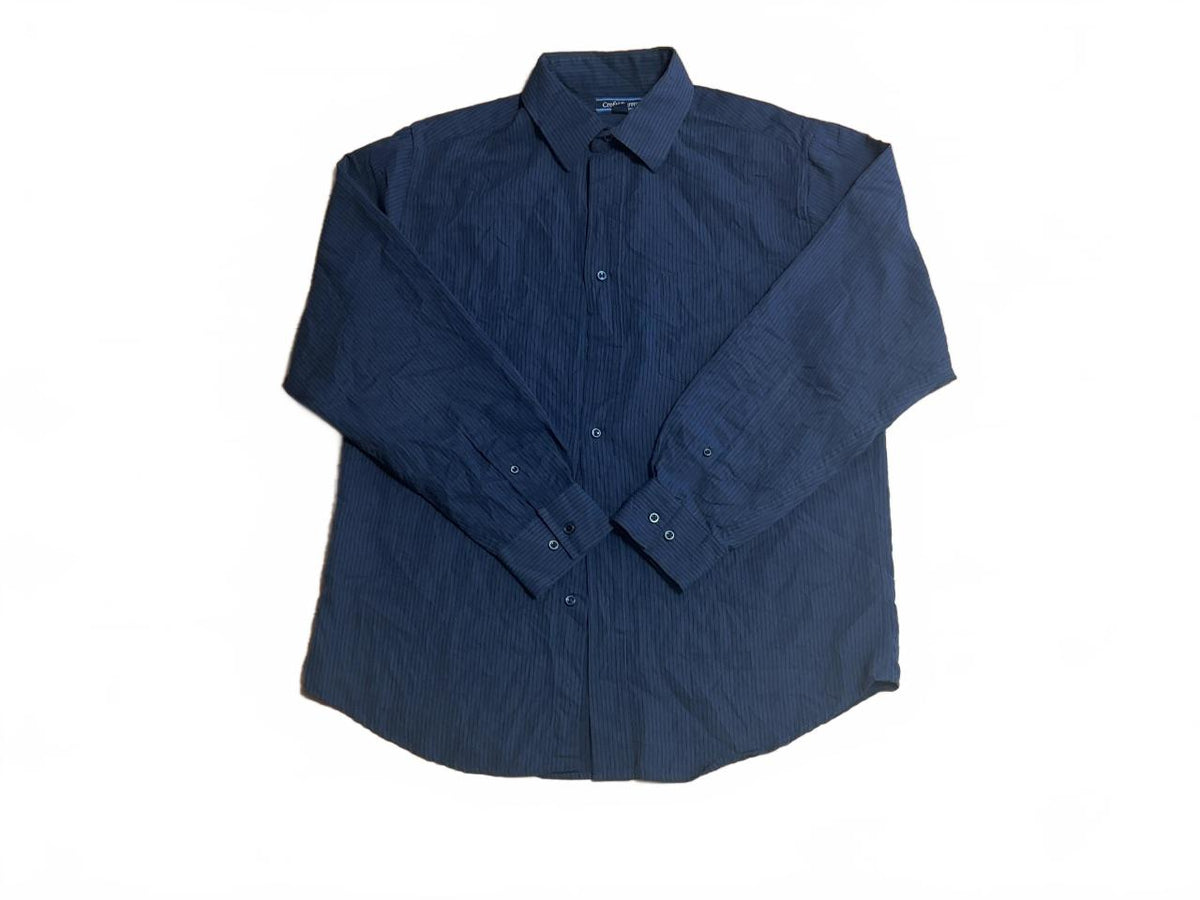 Croft&Barrow 縦畝ネイビー長袖シャツ